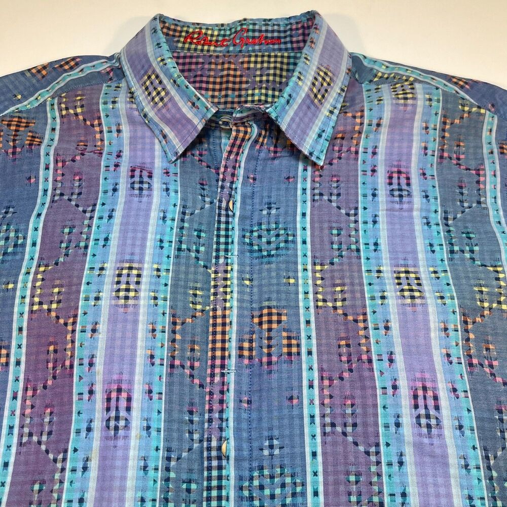 ROBERT GRAHAM Colorful Button Down Shirt Sz Mens XL